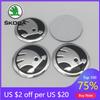 Autoaufkleber 2025 Neu 4 Stück 3D 56mm 60mm 65mm Für Skoda Autoemblem Radnaben-Mittelkappe Abzeichen Abdeckungen Aufkleber Decals Styling Zubehör