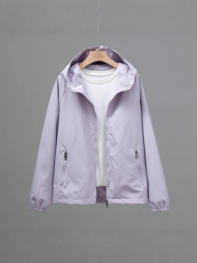Trendiger Damen-Kapuzen-Windbreaker für Anfang März - Koreanischer Stil, Leicht, Sonnenschutz für Frühling, Sommer, Herbst