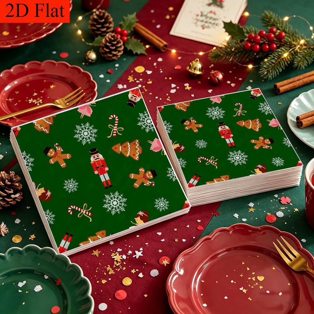 20pcs Disposable Napkins with Christmas Theme Pattern Print for Wedding,Parties,and Daily Use for Thanksgiving Fall Christmas Table Decoration