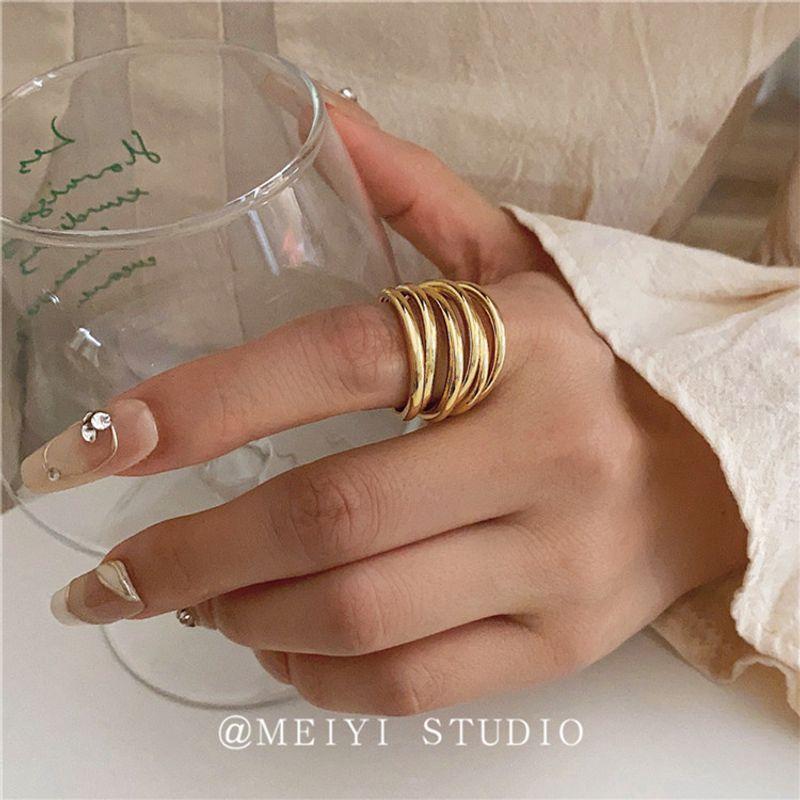 

Diamond Gold ~ Accessible Luxury Multi-Layer Metal Wide Version Fashion Normcore Style Ring Fancy Fashionable Index Finger Ring
