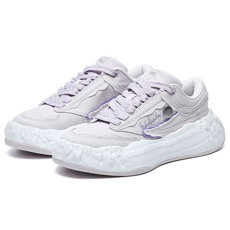 Fila Mihara X  FM-15 Canvas Round Toe Lace-Up Low-Top Casual Shoes Women sneaker Lilac-Gray F12W224301FGL