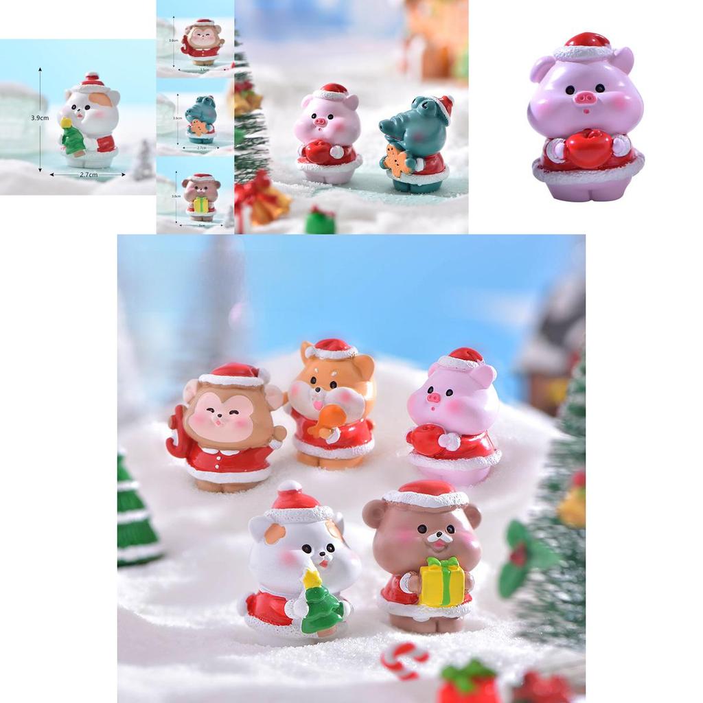 Cute Resin Christmas Animal Figurines For Diy Snow Scenery Craft And Gifts