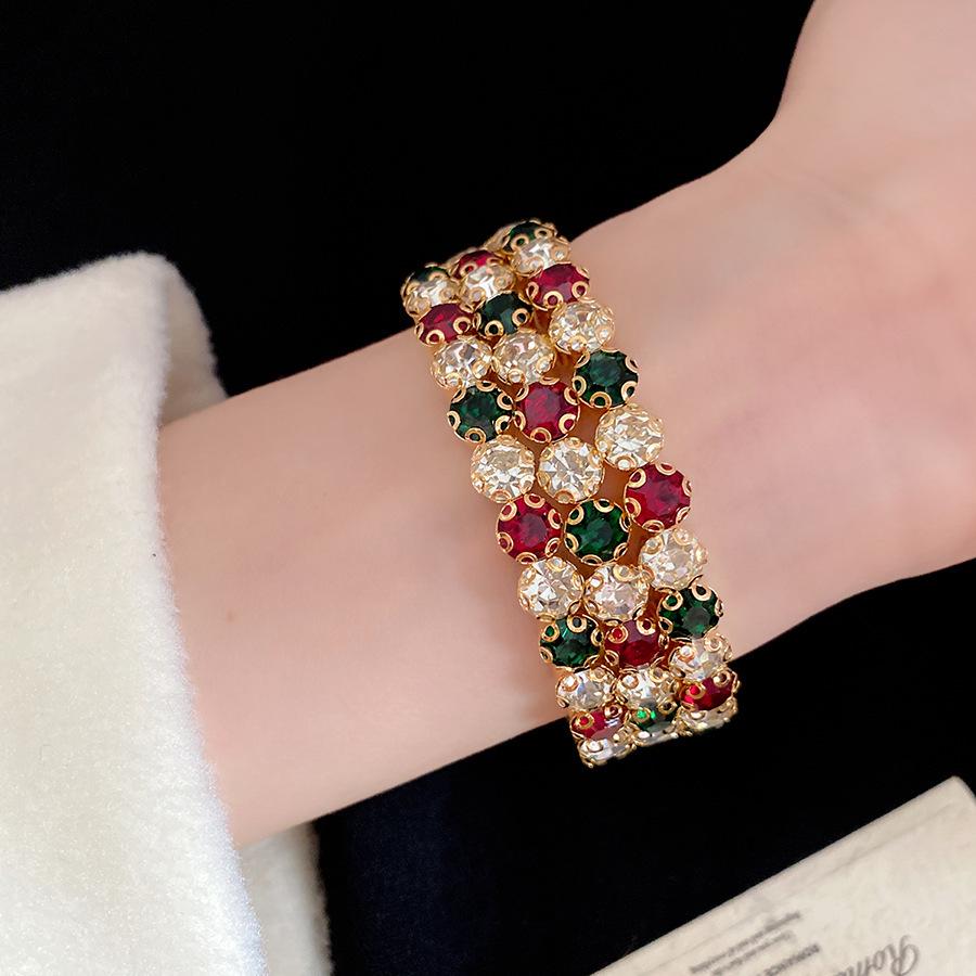 Elegantes Retro Geometrisches Diamantbesetztes Offenes Armreif-Armband für Damen