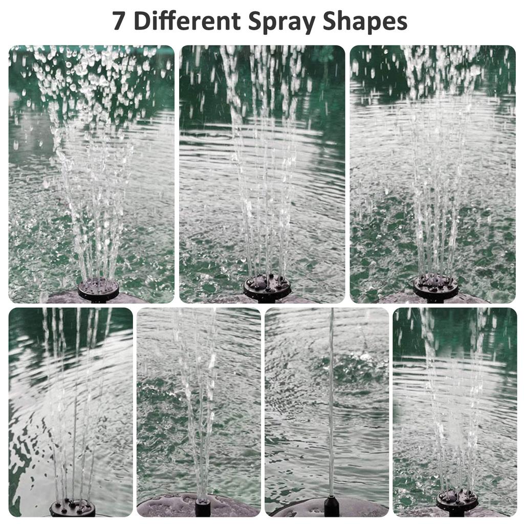 Color LED Solar Fountain Pump Bird Bath Pool Pond Garden Outdoor With 7 Nozzles 3W Solar Waterfall Water Powered Fountain