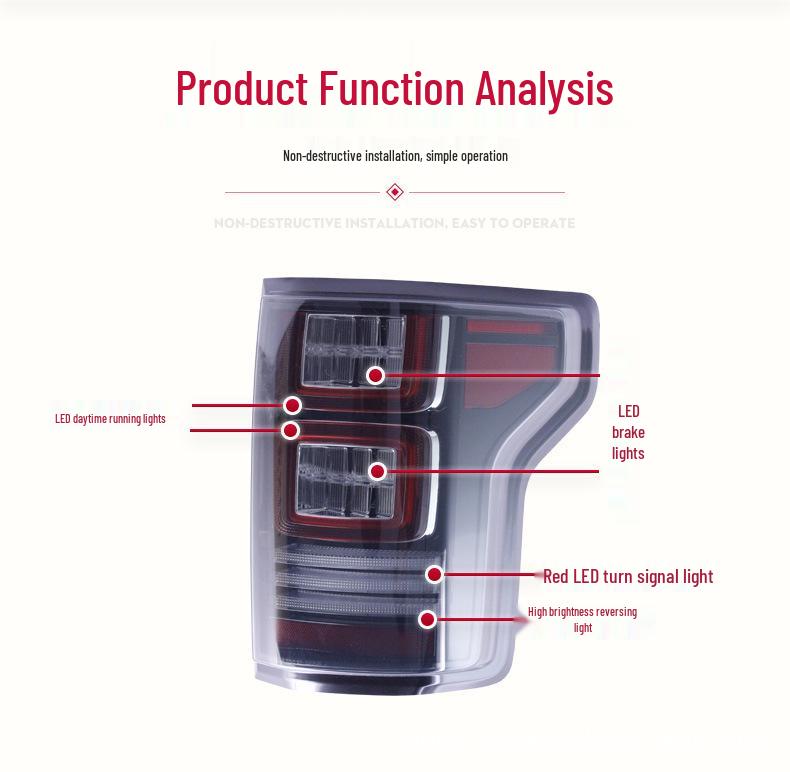 Compatible with 2015-2021 Ford Raptor F150: LED Taillight Assembly with Daytime Running and Brake Lights