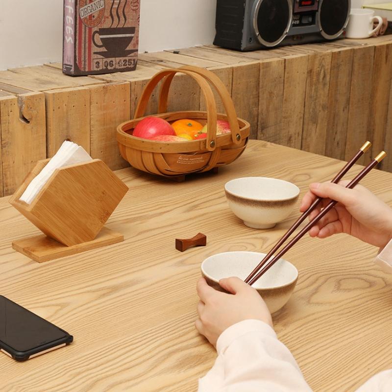 Y3NA Bamboo Tissue Box Cube Fan Draw Paper Napkin Holder Boxes for Home Kitchen Dining Table Decoration Storage
