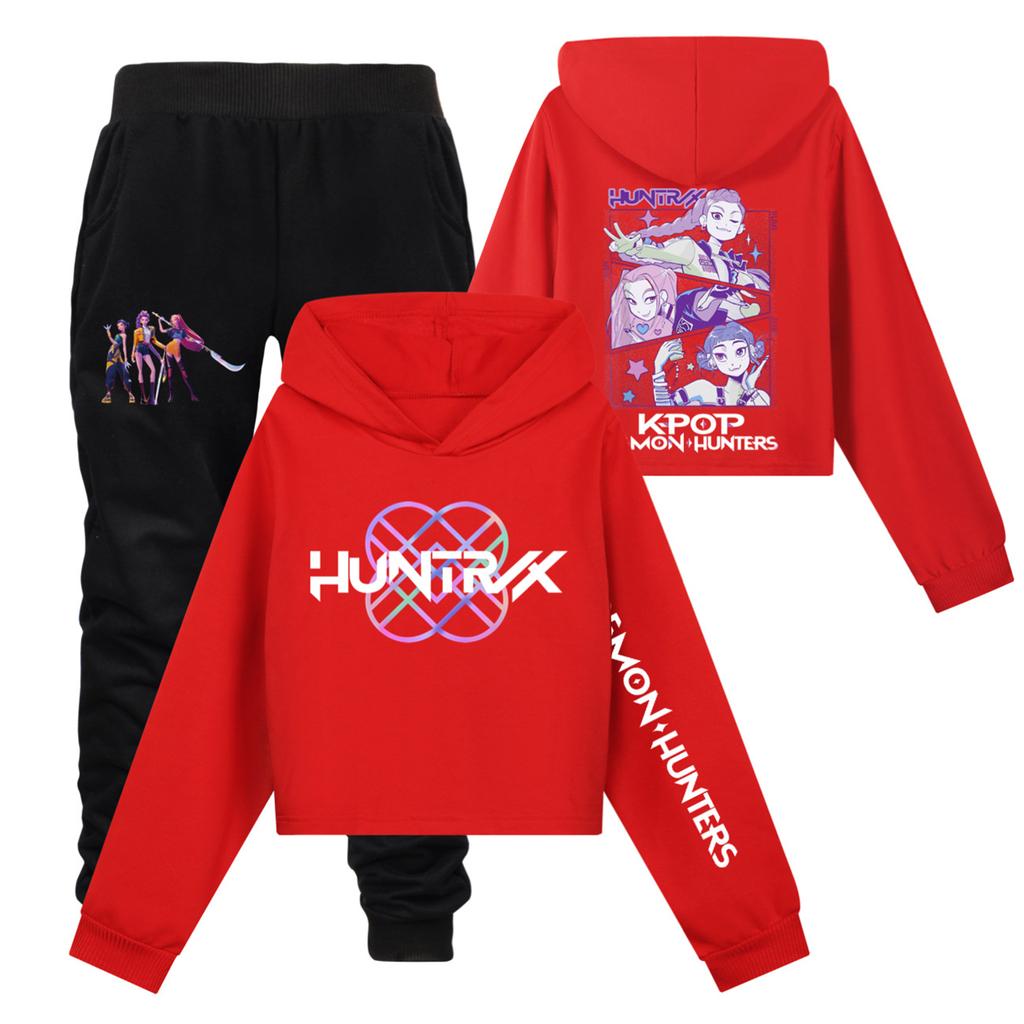 Children's Hooded Top And Pants Two-piece Tracksuit Set Long-sleeved Printed Sweatshirt Set