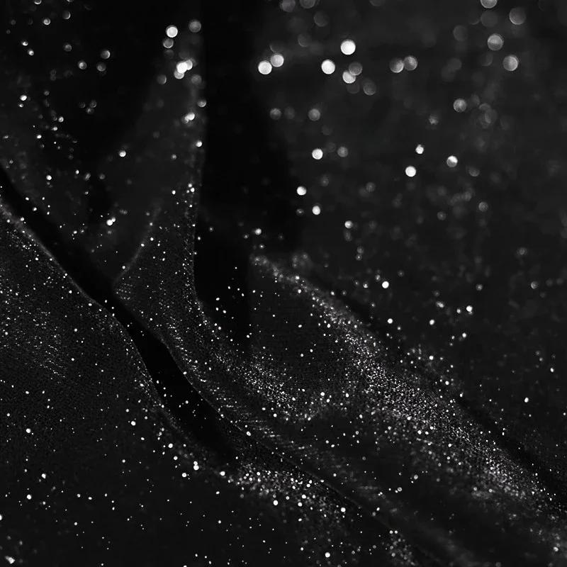 100x140cm Glitter Velvet Starry Fabric Soft and Smooth Woven Non-elastic for Sewing Dress DIY Handmade Velvet Cloth Soft Smooth