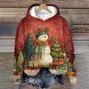 Women's Fashion Long Sleeve Christmas Print Loose Hooded Sweatshirt Top