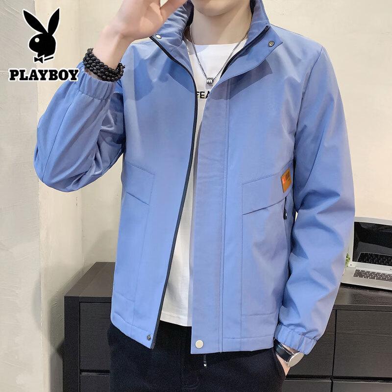 PLAYBOY Men's Stand-Collar Windproof Fleece-Lined Jacket