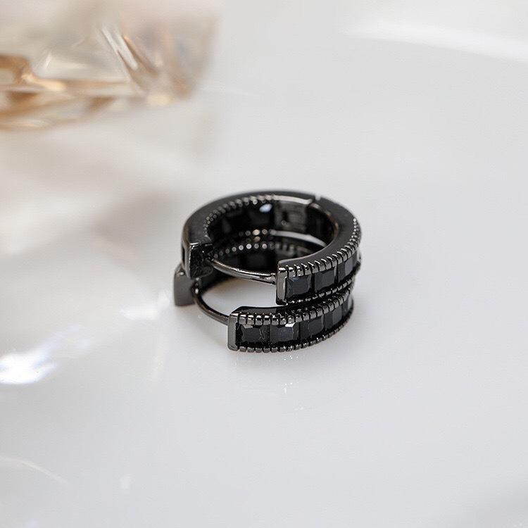 2026 Trendy High-End Black Zirconia Hoop & Stud Ear Cuff Earrings