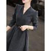 Lanseer Elegant V-Neck Long Sleeve Midi Dress