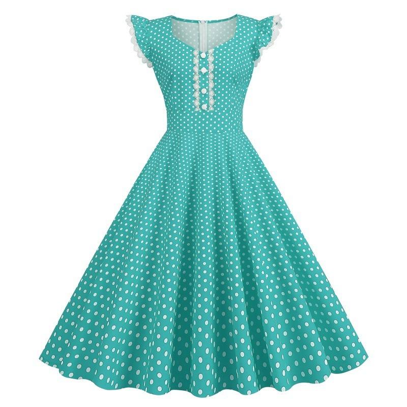 QICED Women's Fashion Summer Spring V-Neck Short Sleeve Casual Dresses