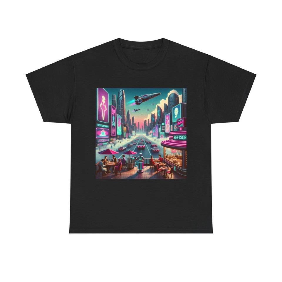 Unisex Adult T Shirt Retro Futurism Cityscape Art Vintage Style 3XL