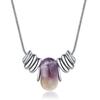 Natural Elegant Crystal Necklace For Women With Geometric Design And Titanium Steel Charm
