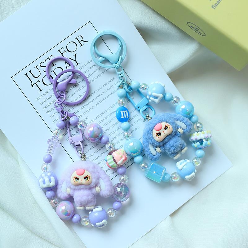 1 Piece Cartoon Doll Handmade Trendy Play Bag Hanging Accessories Cream Three Year Old Cute Grain Keychain Pendant Gift
