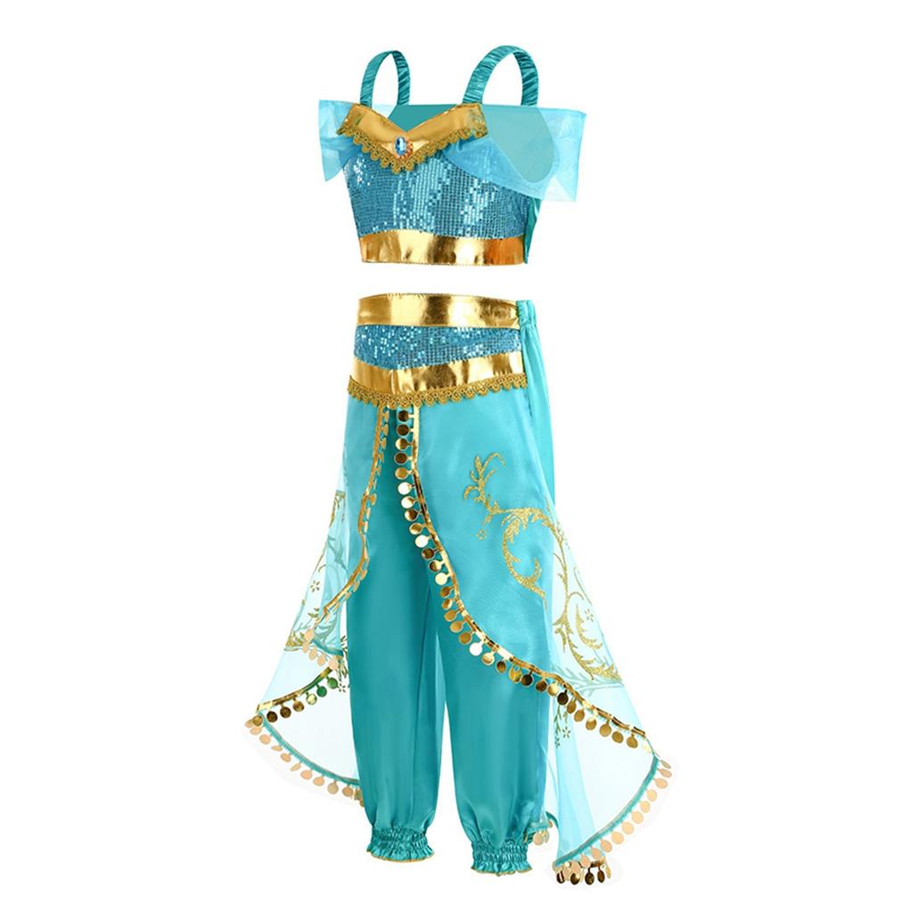 Jasmine Princess 2-Piece Dress Costume, Multiple Accessories, 150cm/8-9 Years, Turquoise