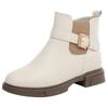 White short boots for women, new spring and autumn single boots, thick-soled Martin boots, cigarette boots, autumn and winter velvet Chelsea boots.
