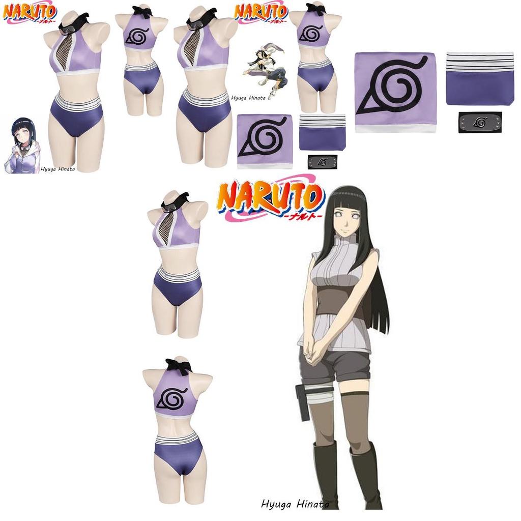 Hyuga Hinata Inspired Naruto Swimsuit Cosplay Costume With Purple Polyester Fabric