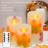 3Pcs Flameless Candle Light Maple Leaf Flickering LED Candles with Remote Timer Pillar Candles Battery Operated Electric Candles