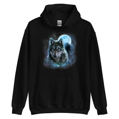 Grey Wolf Hunting Ground, ICY Moon, Forest, Galaxy Hoodie, Gift Hoodie