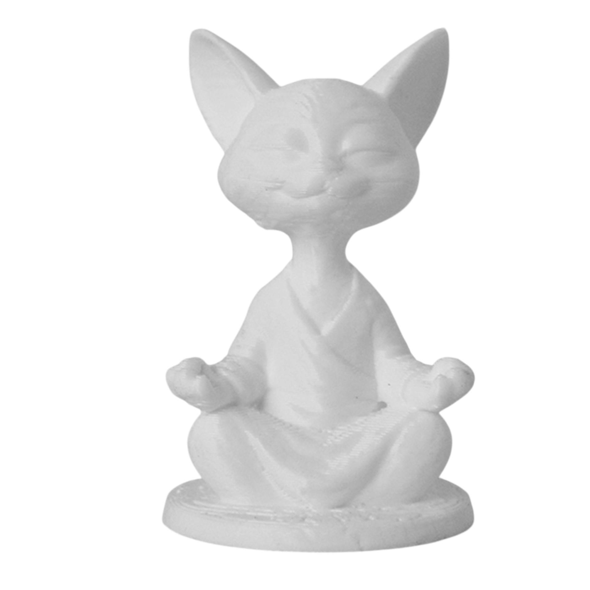 

3D Printed Zen Cat Ornament: White Meditation Decor for Home or Desktop White