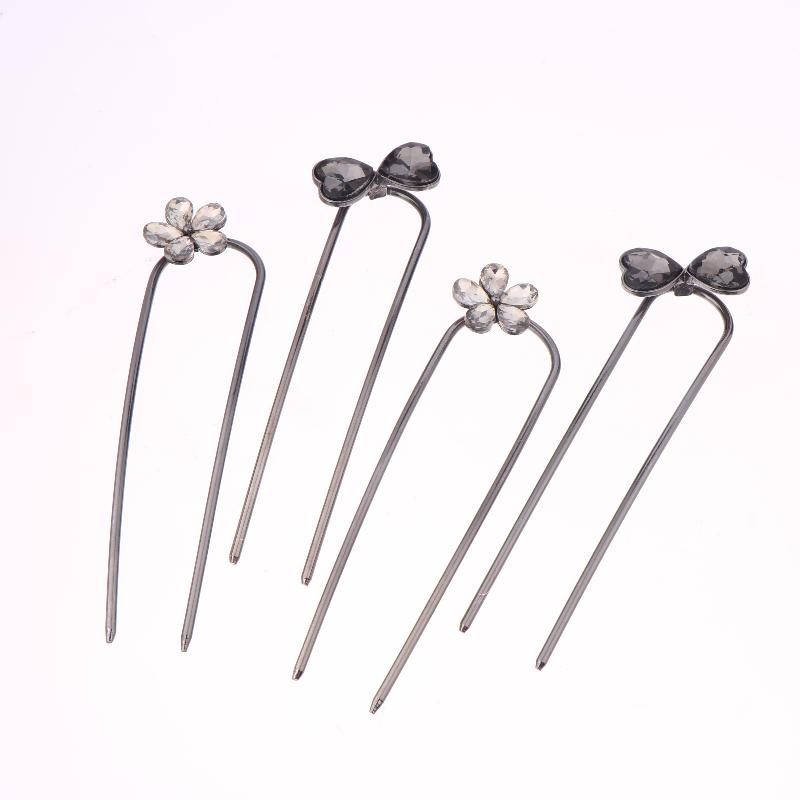 2Pcs Vintage Ancient Style Flower U-Shaped Hairpin Temperament Bow Hair Sticks Fairy Retro Hair Accessories Girl Gifts