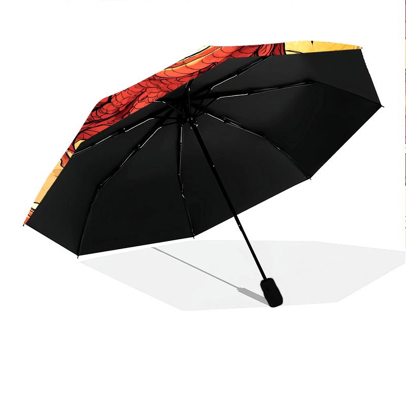 Golden Dragon  Pattern, Automatic Folding Umbrella, Portable and Foldable Design, 8 Ribs, a Christmas or Birthday Gift.
