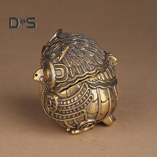 Vintage Owl Figurine Mini Owl Incense Burner with Lid Collectible Owl Ornament for Home Living Room Office Desk Bookshelf Decor