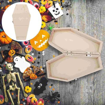 1ks Halloweenská rakev Malá nedokončená dřevěná pohřební rakev s víkem na pantech DIY Památeční rakev Pohřební rakve a rakve