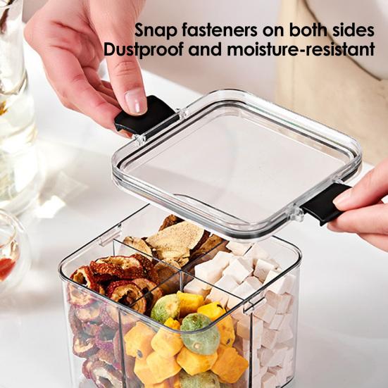 Airtight Food Storage Box Sealed Transparent Multi-Compartment Container Stackable Food Canister for Kitchen Pantry Loose Tea Leaves Spices