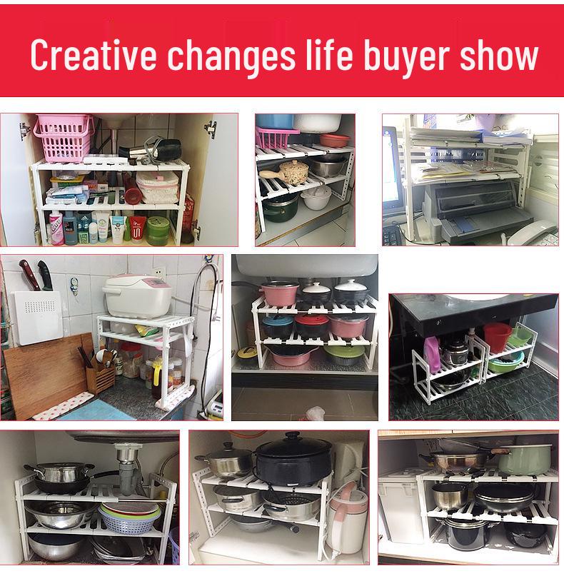 Retractable Under-Sink Multi-Layer Bathroom & Kitchen Storage Rack