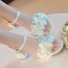 Sweet Pink Women Summer Sandals Lace Elegant Bow Lolita Cute High Heels Sandals Outdoor Comfortable Tacones De Mujer