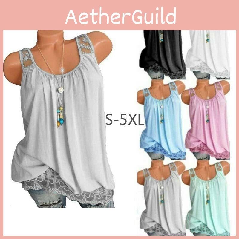 Premium Quality Sexy Women's Summer Sleeveless Lace T-shirt Vest For Effortless Style