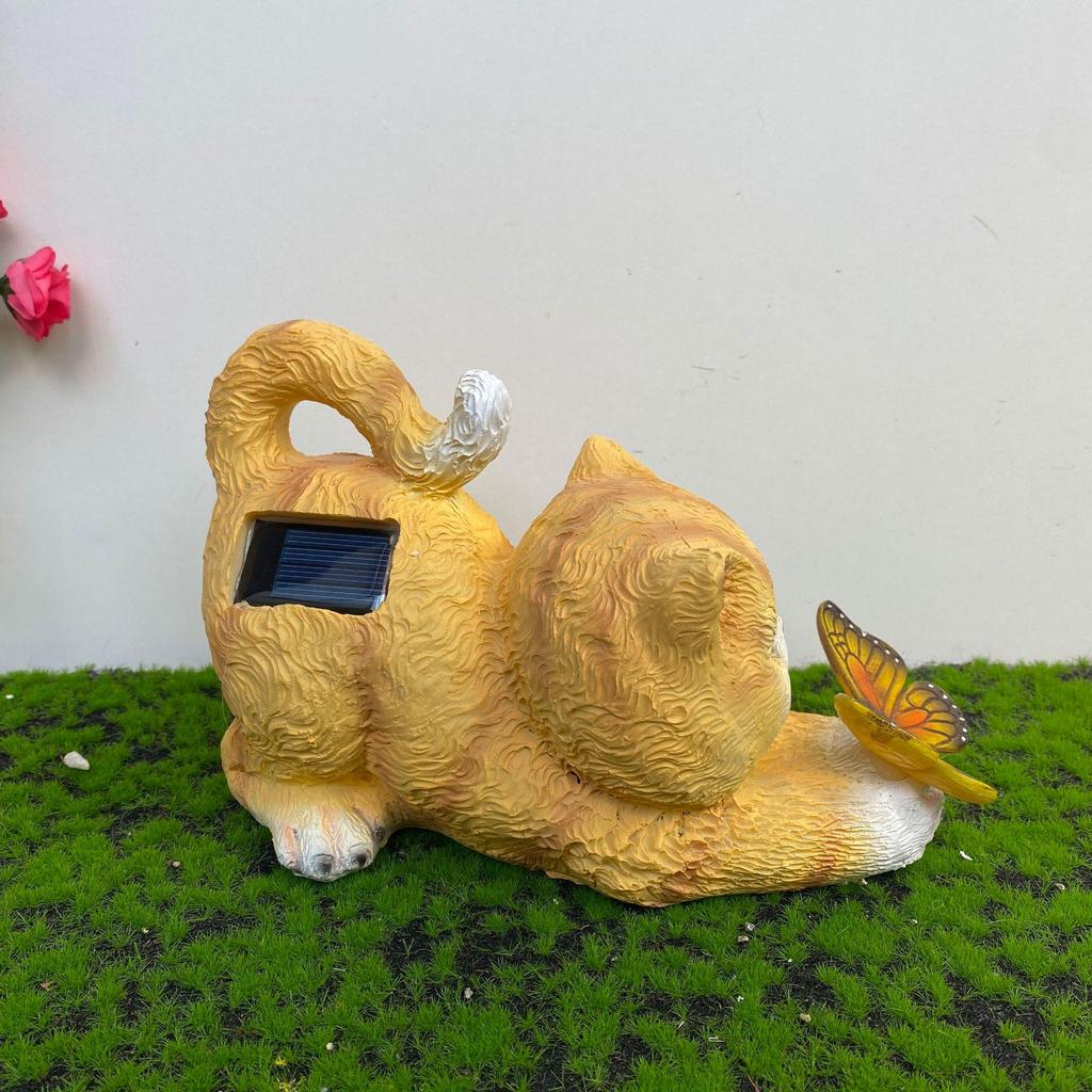 Cross-Border Garden Solar Kitten Lights: Cute Outdoor Resin Animal Ornaments