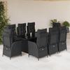VidaXL 9pcs Garden Dining Set Black Cushions Wicker 3213116