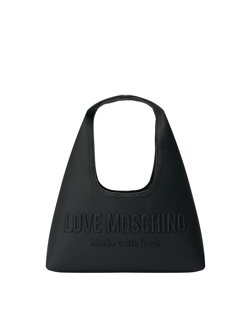 Love Moschino Embossed Logo Hobo Bag Black