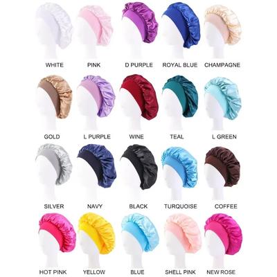 Satin Weitkrempige Nachtmütze Seidige Haube Haarwickel zum Schlafen Schlafkappe mit Elastischem Weichem Band Styling-Kappe Haarwickelkappen