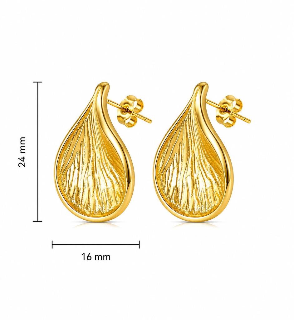 Stylish Gold Leaf Design Earrings - High-End Stainless Steel Studs & Dangles