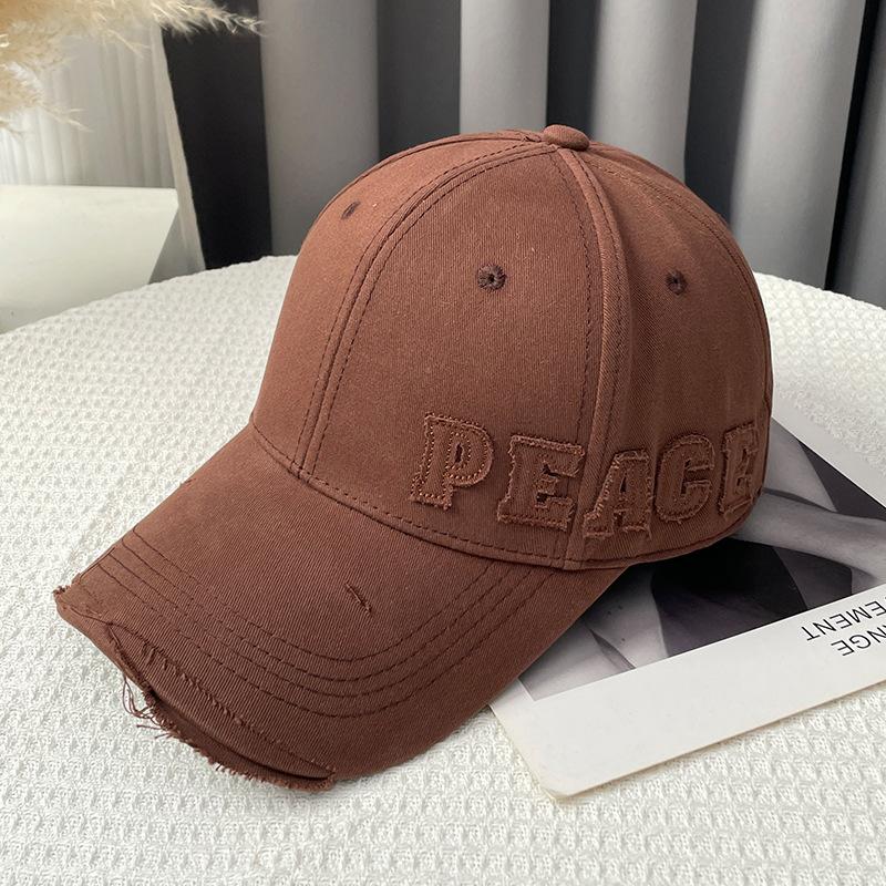 

Korean street style distressed baseball cap for women, autumn and winter trendy brand, couple s vintage casual versatile cap that makes the face look （54-58cm）Adjustable