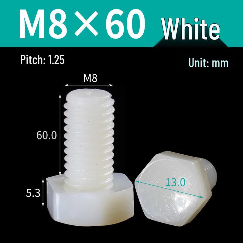 M3-M12 Isolierte Nylon-Sechskantschrauben mit vollem Gewinde