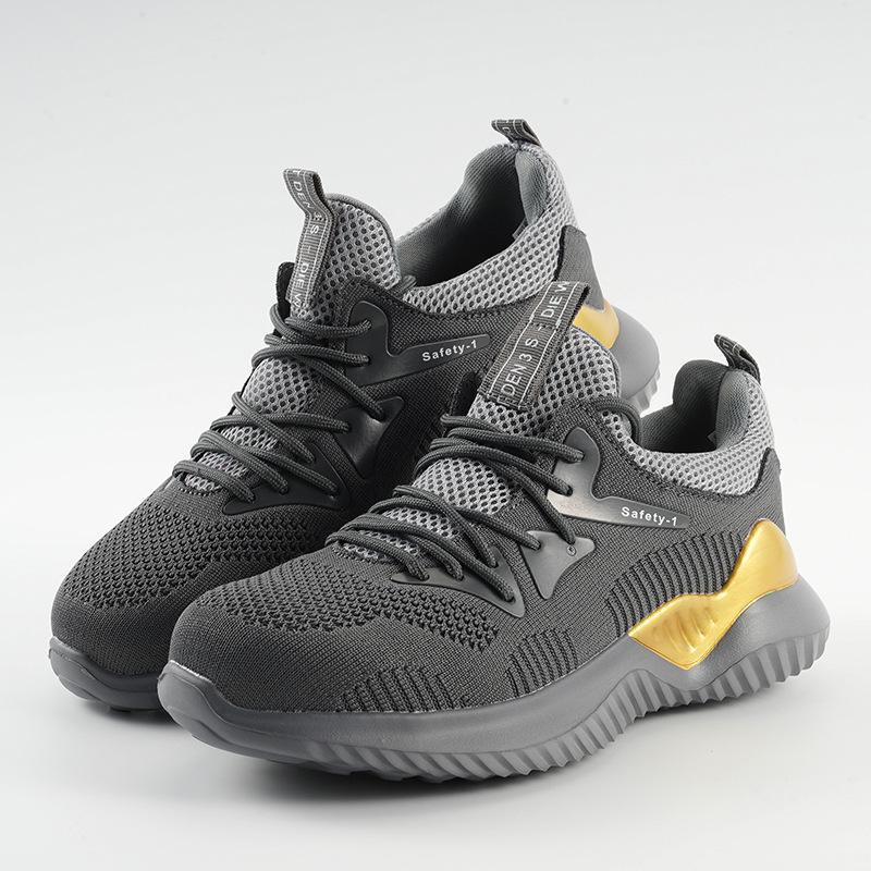 Men's Fly-knit Breathable Lightweight Work Shoes - Wear-resistant, Anti-smash, Anti-puncture, Soft Sole Safety Protection Shoes.