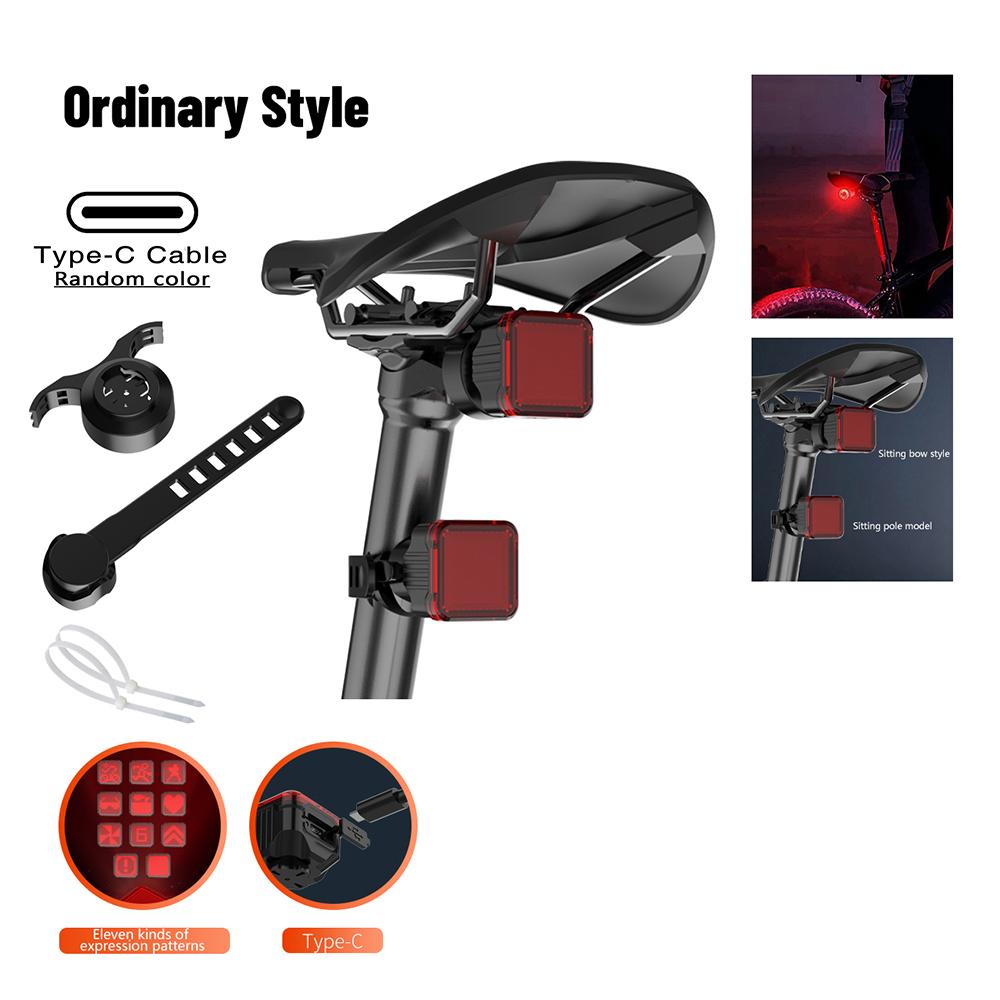 Bicycle Smart Rear Light Type-C Rechargeable Intelligent Brake Sensor Bike Tail Lamp MTB Road Red Back Light Cycling Accessories