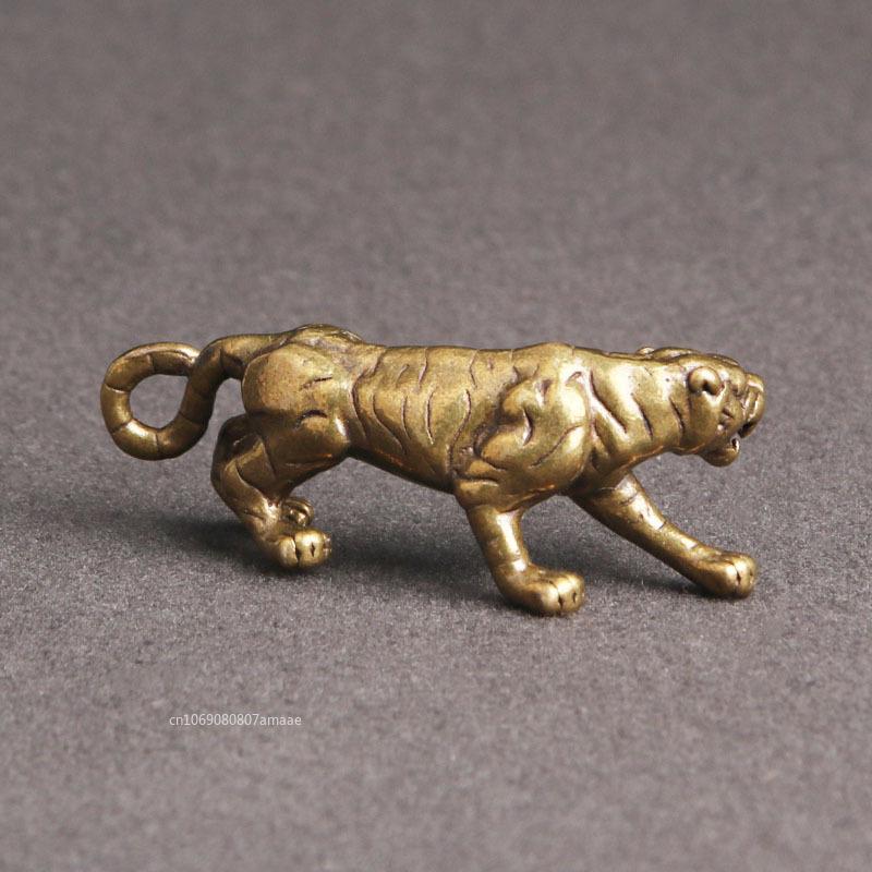 Antike Kupfer Tigerkönig Figuren Heimdeko Accessoires Vintage Messing Tier Berg Ornamente Tee Haustiere Schreibtisch Dekorationen