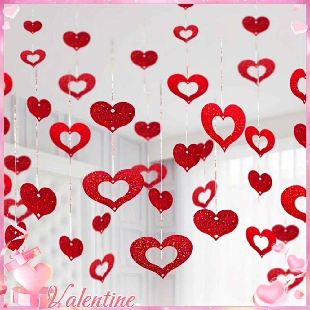 Plastic Valentine's Day Love Pulling DIY Sequin Hanging Ornaments Heart String Garland Mothers Day