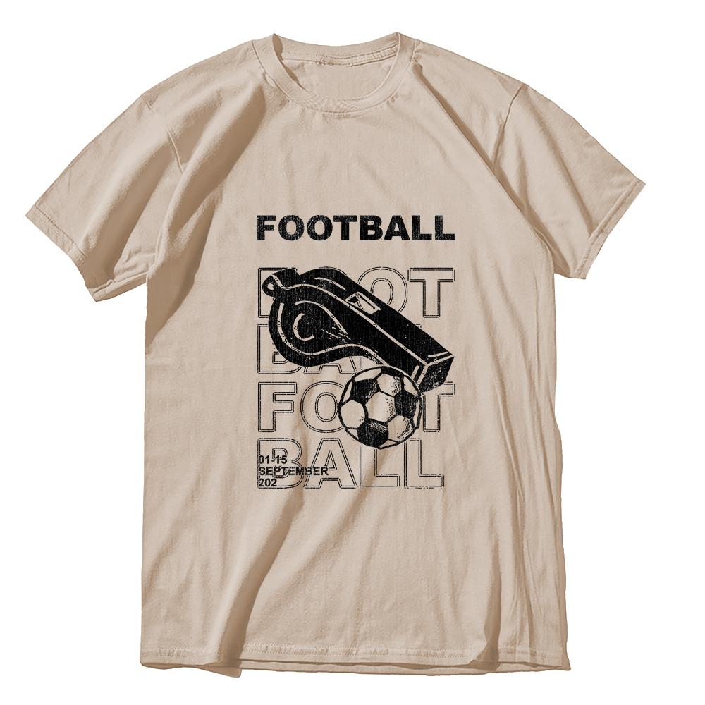 Coolmind YC003 Superior Exclusive football whistle printed Cotton Unisex T-shirt Big size t shirt Crewneck Loose men tshirt tee