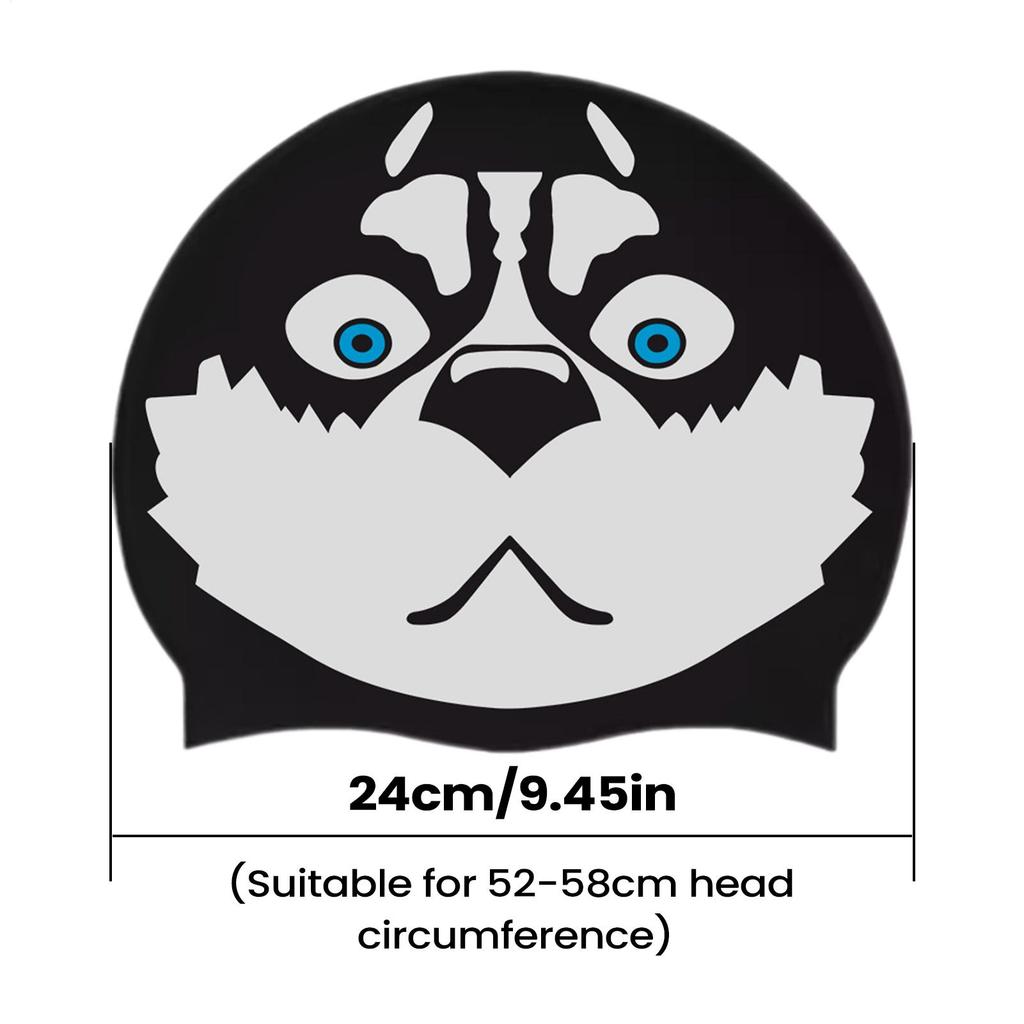 Adult Silicone Swimming Caps Funny Dog Print Unisex Headwear Funny Husky Design Swim Hat Waterproof Cute Cartoon Swimming Caps