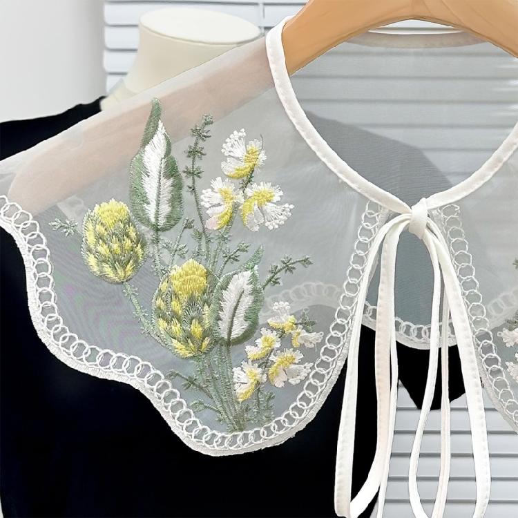 Embroidered Flower Blouse Collar Faux Collar Shirt False Collar Dress Decorative Collar Shawl Wrap Women Clothing Decors