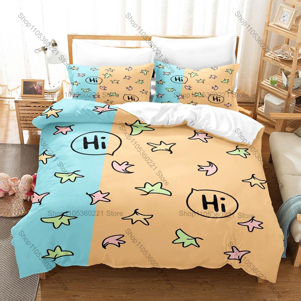 Heartstopper N-Nick Charlie Hand Holding Autumn Leaf Pastel Blue Pink Cute Teen Love Duvet Cover + 2 Pillowcases Book Series