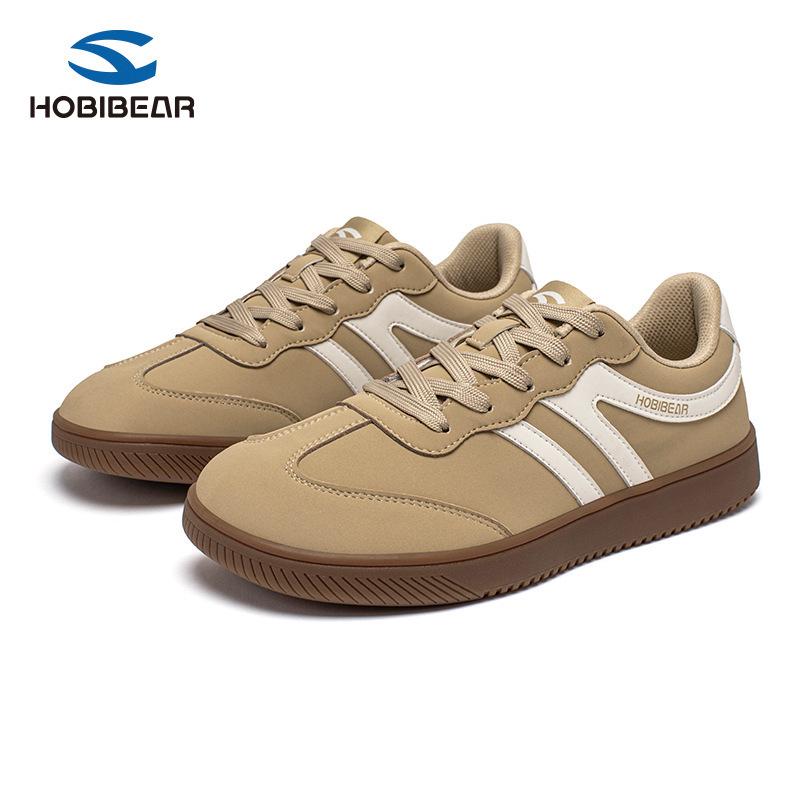 HOBIBEAR Leather Wide-Toe Lace-Up Retro Sneakers 38